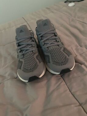 adidas Grey Knit Athletic Sneakers